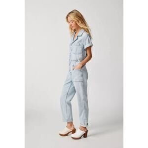 Pistola Grover Short Sleeve Denim Jumpsuit XS Light Wash One Piece Worn Once